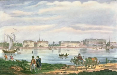 El Palacio de Mármol y el malecón del Neva en San Petersburgo, 1822